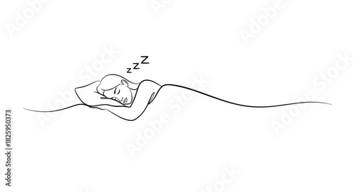 Person sleeping peacefully with sound of zzz concept