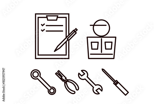 修理に関するシンプルなアイコンセット
