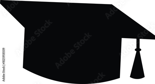 Black graduation cap icon symbolizing education, learning, achievement and academic success for school, university and digital platforms