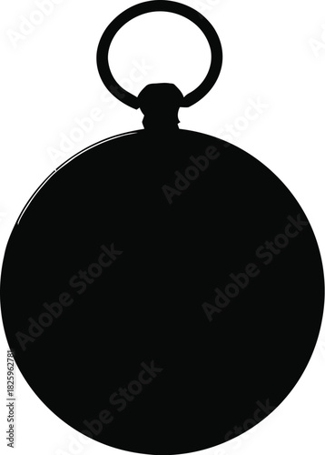 Silhouette of a dark circular pocket watch 