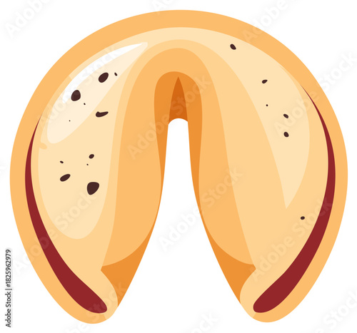 Classic golden brown fortune cookie vector illustration symbolizing luck and future