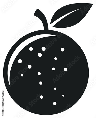 Stylized orange icon with leaf and stem on white background, graphic design