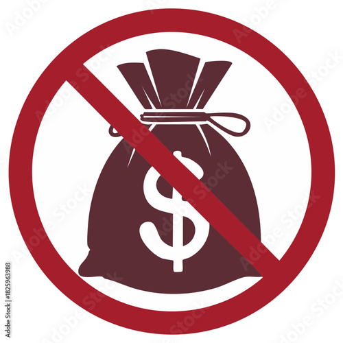 No Money Bag Icon Prohibition Sign Forbidden Symbol
