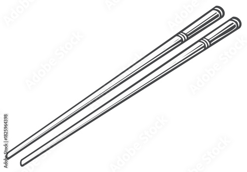 Illustration of Pair of Chopsticks Kitchen Utensils Asian Cuisine Symbol Food Element