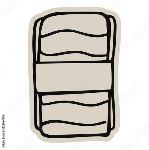 Sushi roll minimal doodle icon: hand drawn vector sketch of maki or futomaki for japanese food, restaurant, menu, seafood, rice, seaweed, asian, cooking, simple, retro, sticker, lunch, dinner
