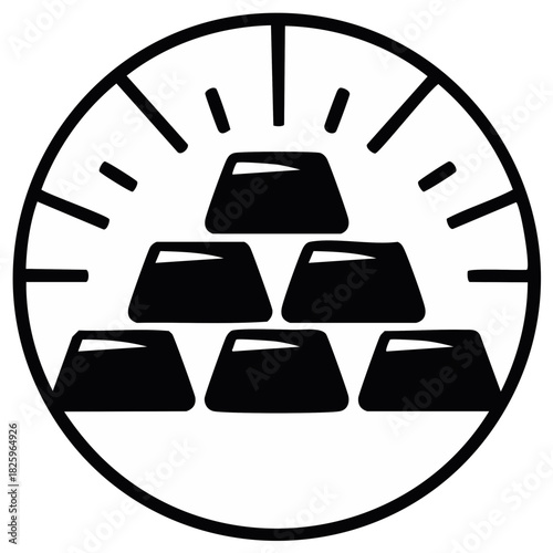 Heap of Shining Gold Bars Inside Circular Frame Symbolizing Wealth and Value