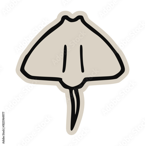 Stingray doodle icon, hand drawn style marine animal vector element. Cute isolated sea creature sticker for ocean life illustration, nautical scrapbooking, print, and summer design