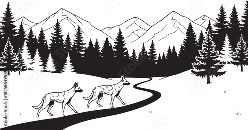 Mountain Goat Silhouette Bundle – Wildlife, Peaks & Nature Clipart Set