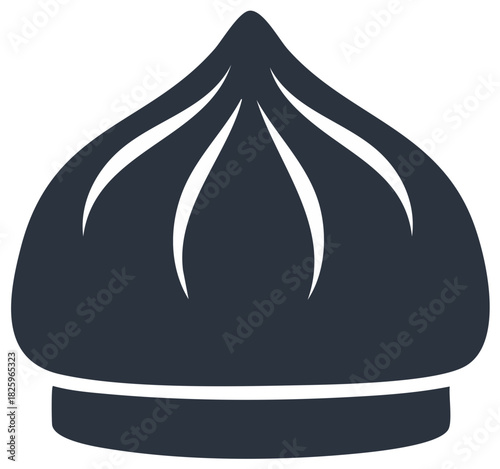 Dark Silhouette of a Chef Hat with Pleats