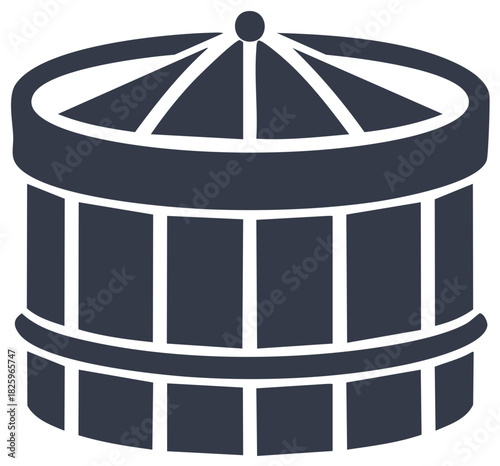 Traditional bamboo steamer basket icon for dim sum and Chinese food