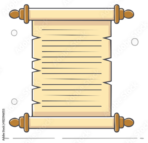 Ancient Scroll Parchment Unfurled With Horizontal Lines Ready For Text