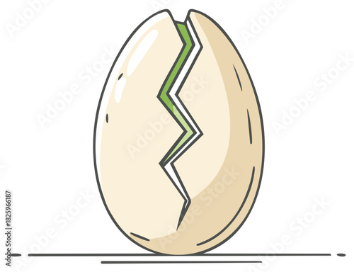 Cracked Egg Cartoon Illustration Showing New Life Concept and Birth