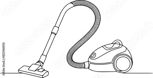 Line Art Illustration of a Modern Vacuum Cleaner on a White Background