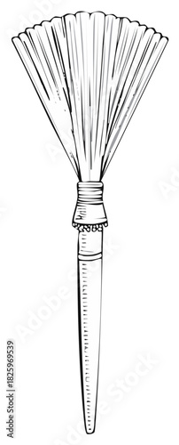 Traditional African ceremonial fly whisk ethnic symbol hand drawn illustration