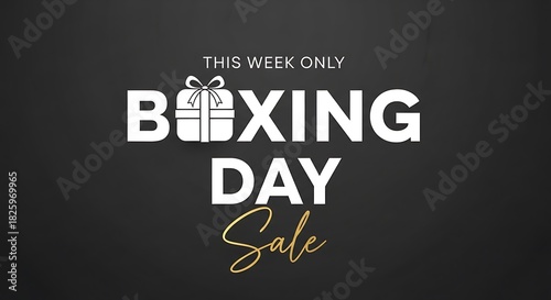 Boxing day sale banner with gift box icon