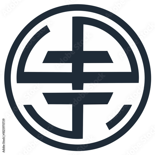 Traditional Japanese kamon style circular emblem with a geometric abstract symbol