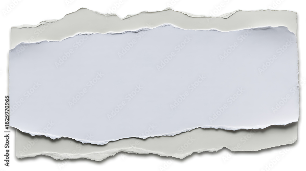 Fototapeta premium Torn paper strip with white space in the middle, isolated on white background