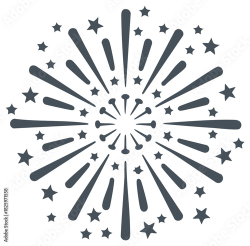 Abstract starburst explosion with radiating lines and small stars