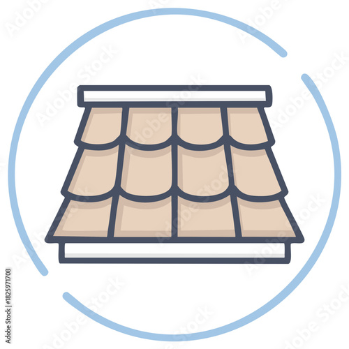 Modern flat design vector illustration of a shingled roof for home construction and property maintenance