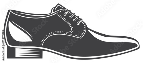 Classic Oxford Dress Shoe Illustration with Laces and Stitching Detail