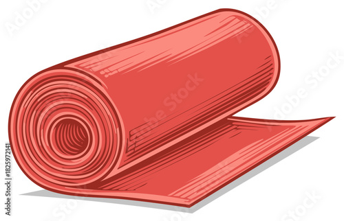 Rolled Red Yoga Mat Isolated Graphic Illustration