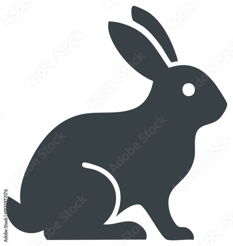 Stylized Silhouette of a Rabbit in Profile View