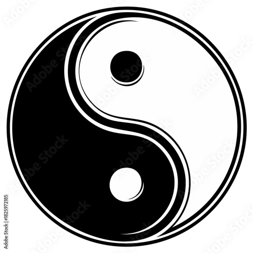 Stylized black and white Yin Yang symbol of balance, duality, and harmony