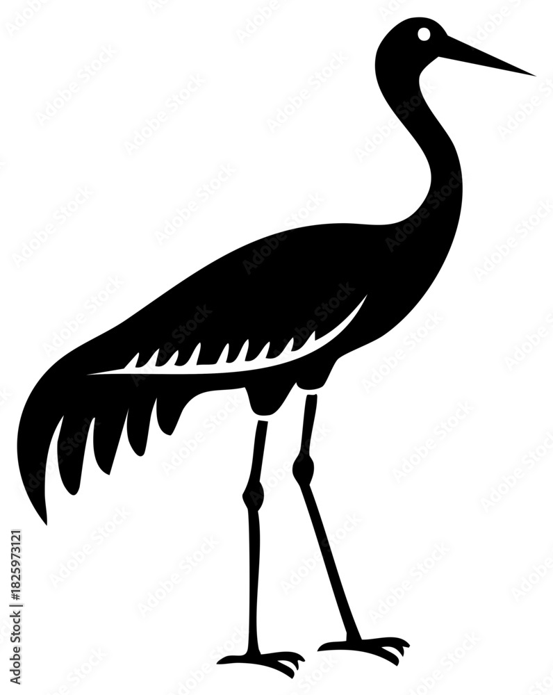 Obraz premium Elegant silhouette of a majestic crane standing gracefully with slender legs and a long neck