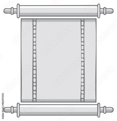 Blank ancient scroll or manuscript template in a simple grayscale illustration style