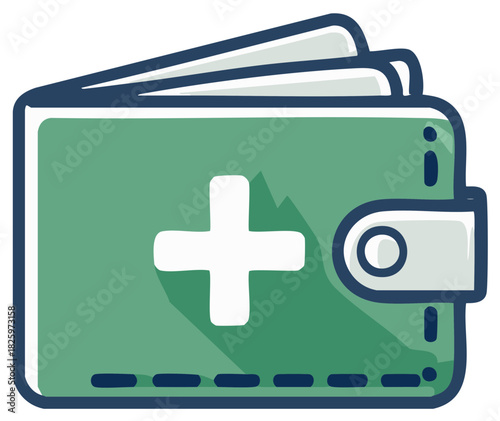 Medical payment and financial security concept with a wallet and health cross