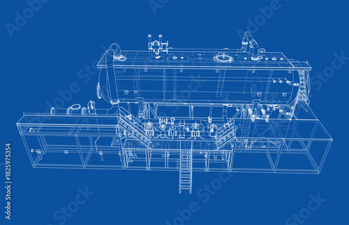 Industrial Equipment Blueprint. Vector