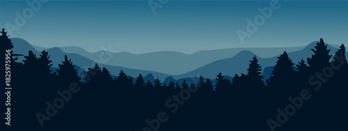 mountain landscape with clouds, mountain landscape in the morning, mountains in the morning, mountains in the fog, christmas banner a sleigh with reindeer vector illustration