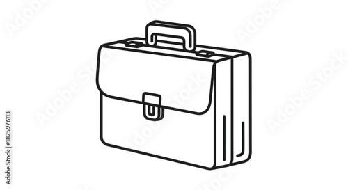Black line illustration of a classic business briefcase