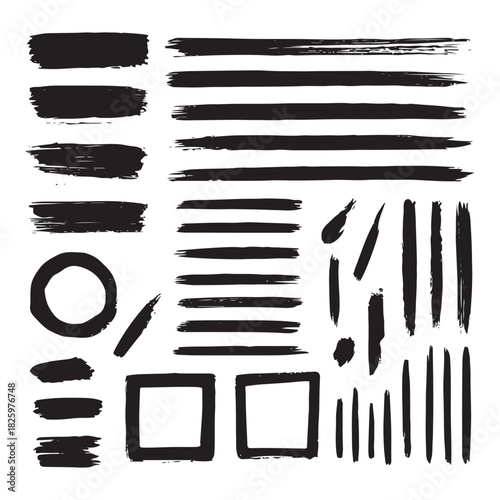  Big collection of black paint, ink brush strokes, brushes, lines, grungy vector