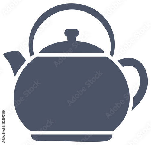 Tea Kettle Glyph Icon: Traditional Teapot with Handle and Spout