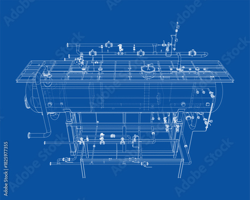 Industrial Equipment Blueprint. Vector