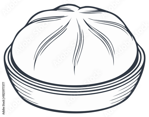 Steamed bun black and white illustration with a minimalist style