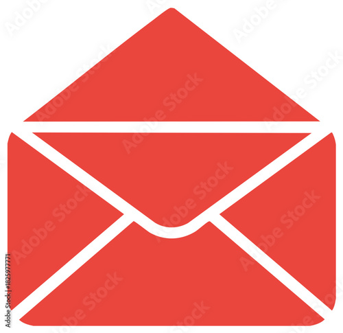 Vibrant Red Envelope Icon Represents Sending Email Messages and Electronic Communications Quickly