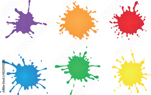 Multiple color paint splatter splash ink blot vector