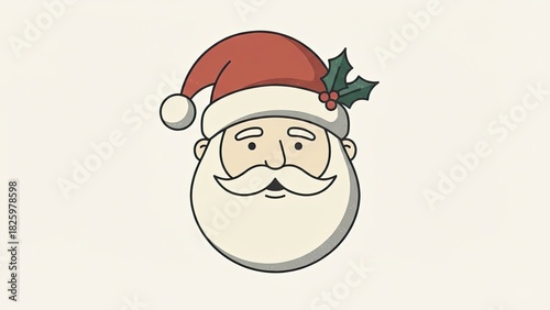 Santa Claus Christmas Holiday Head Illustration Vector Art
