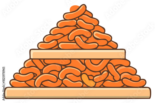 Overflowing cartoon sandwich with a massive pile of baked beans on toast