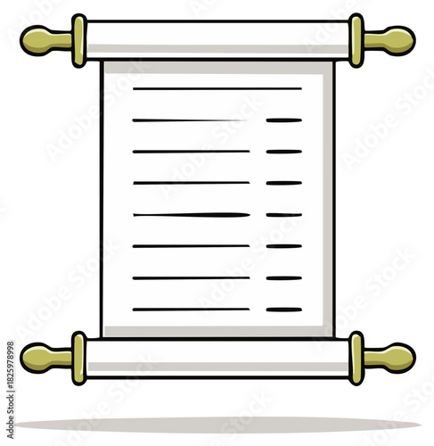 Ancient Scroll Document with Handwritten Lines and Scroll Rods