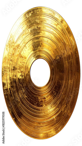 Gold disc with concentric rings, central void