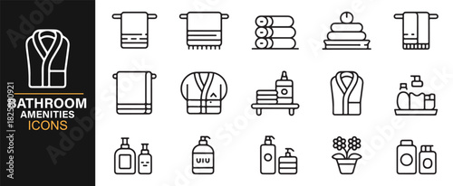 Minimal bathroom-themed symbols for hospitality, home, and spa designs