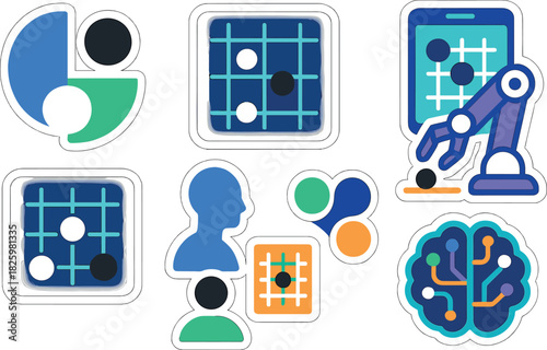 Abstract ai and robotics game interface elements in modern design