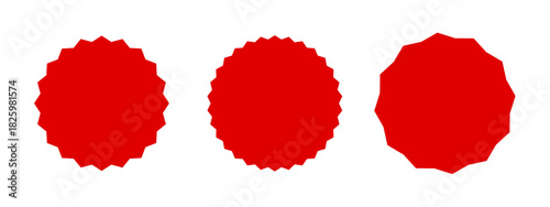 Set of Red Starburst Badges and Sale Stickers, Blank Vector Price Tags and Promotion Labels Isolated on White Background