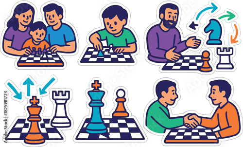 Chess strategy and learning: family sessions, individual practice, and game dynamics