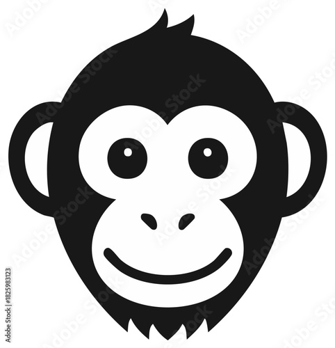 Cute smiling monkey face illustration cheerful primate character simple graphic design