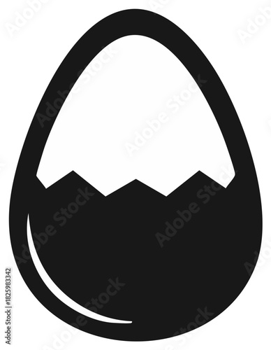 Cracked eggshell silhouette revealing opening in egg symbol of easter or beginning