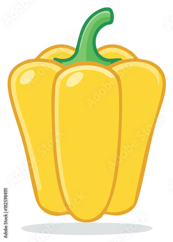 Vibrant Yellow Bell Pepper Illustration - Colorful, Fresh Vegetable Clip Art